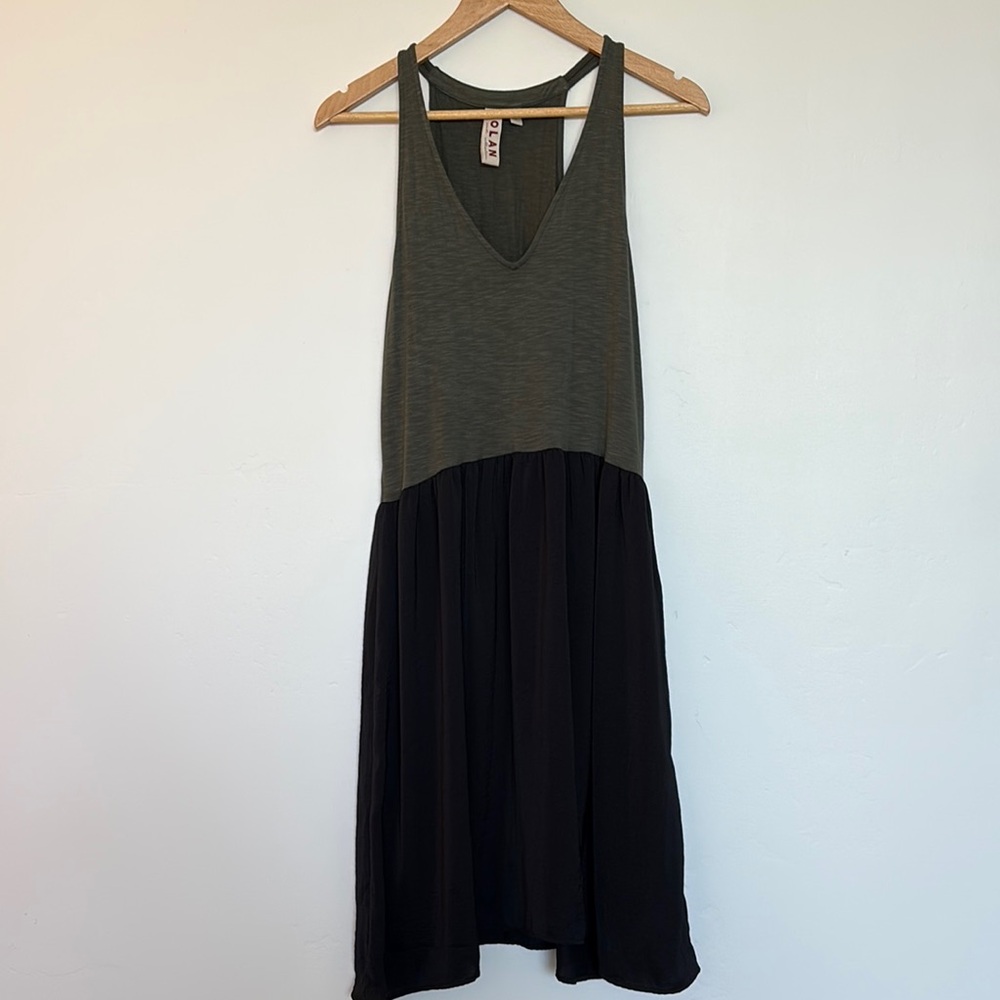 Dolan Green Black Sleeveless Halter Midi Sundress